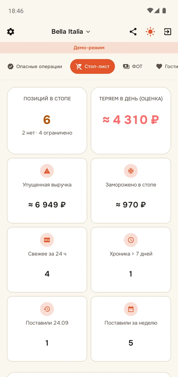 EazyBoard — приложение: Стоп-лист