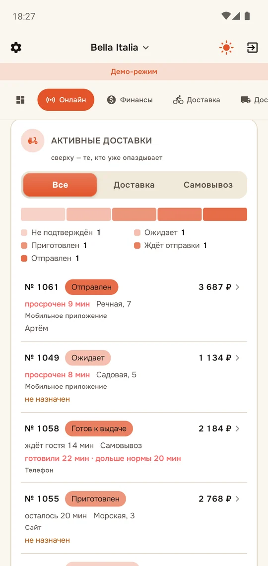 Активные доставки