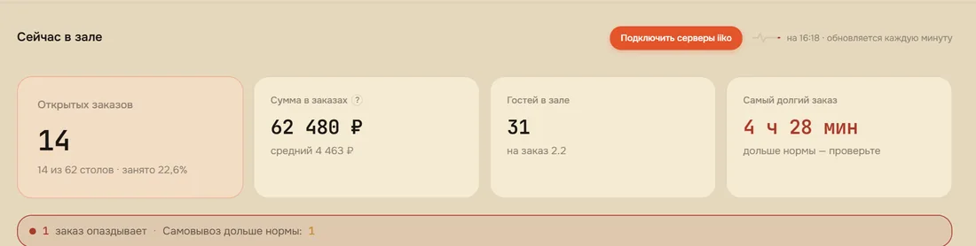 Шаг 1. «Онлайн»&nbsp;→ «Подключить серверы iiko» справа вверху