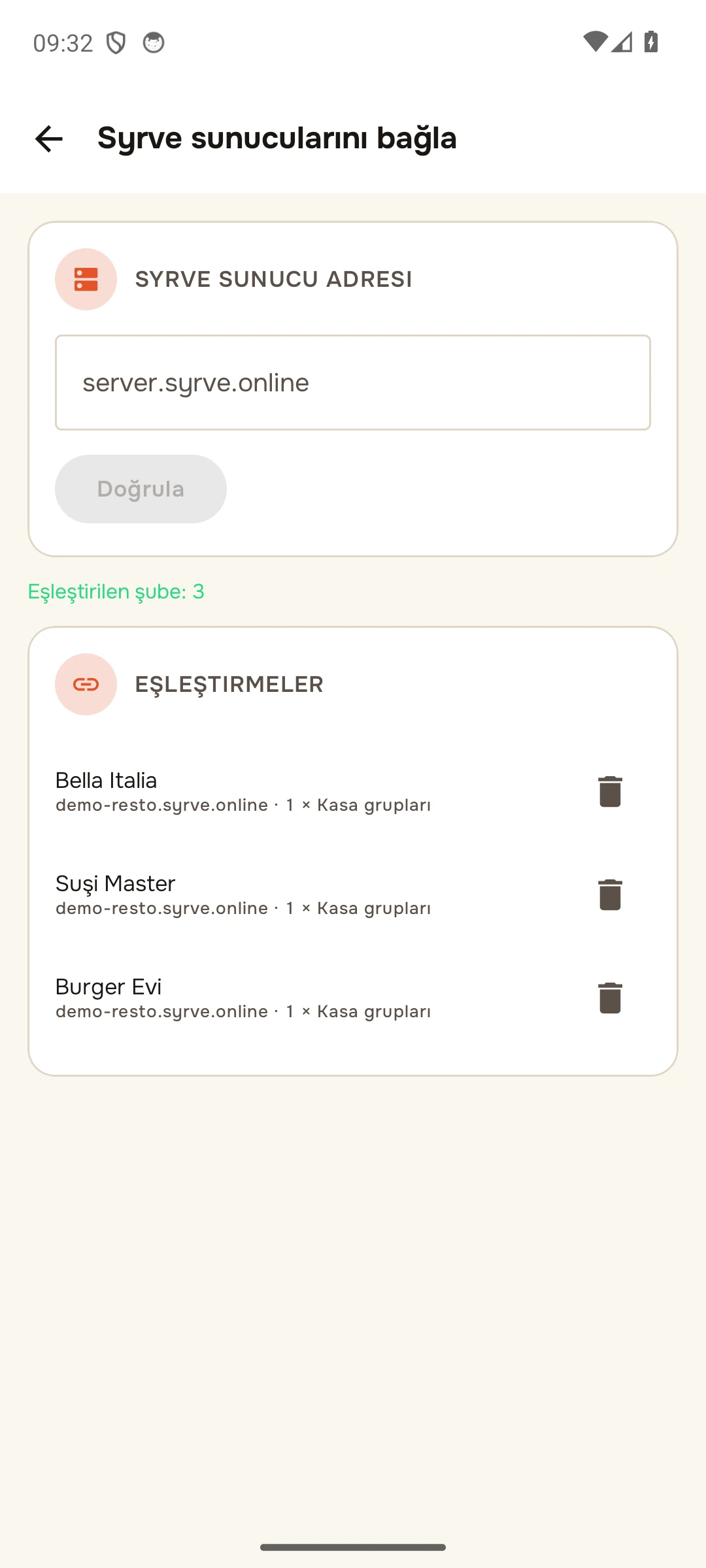 Adım 4. «Eşleştirilen işletme: 3» ve «Eşleştirmeler» listesi