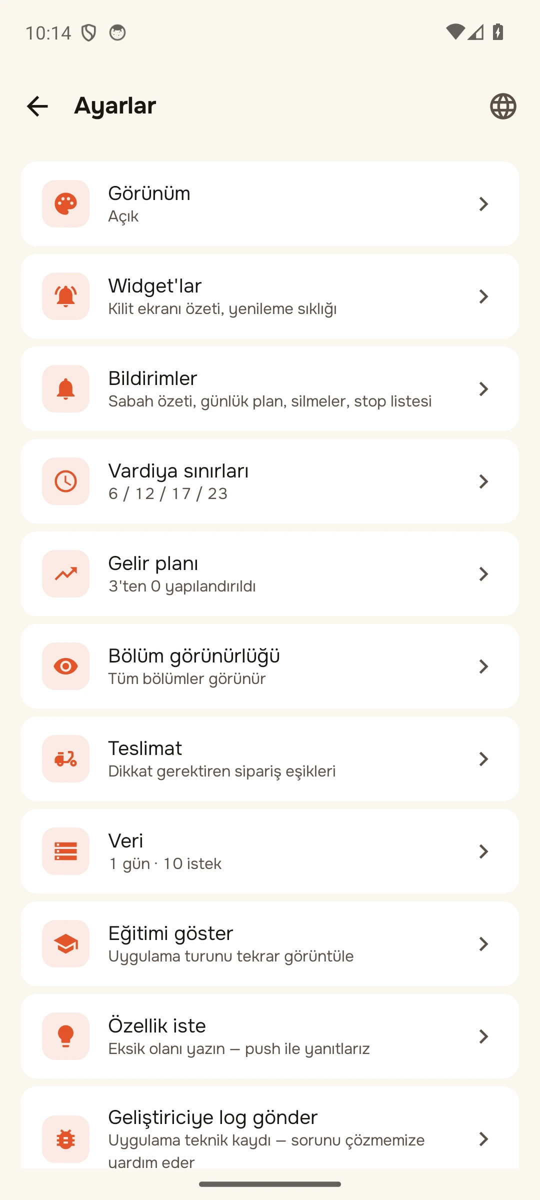 Uygulama ayarları